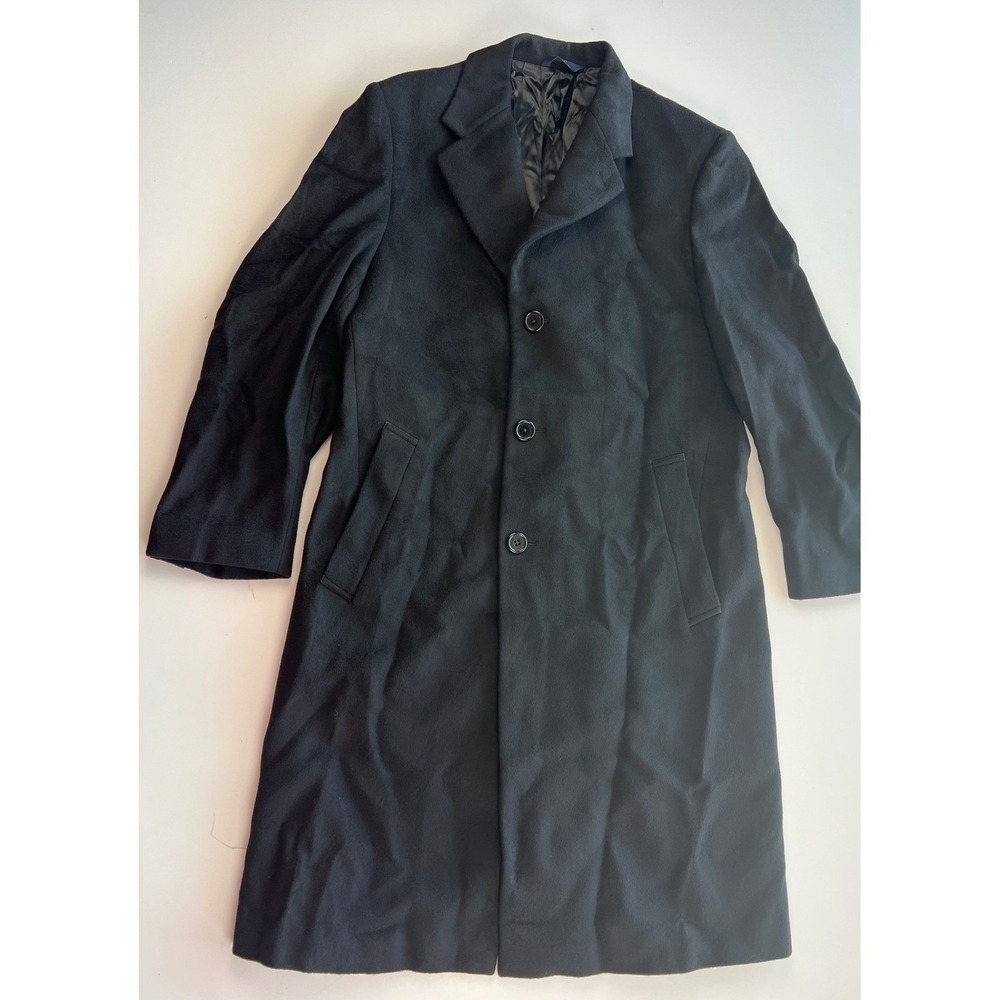 Brooks Brothers 346 Men's Black Wool Blend Overcoat Topcoat Size Large